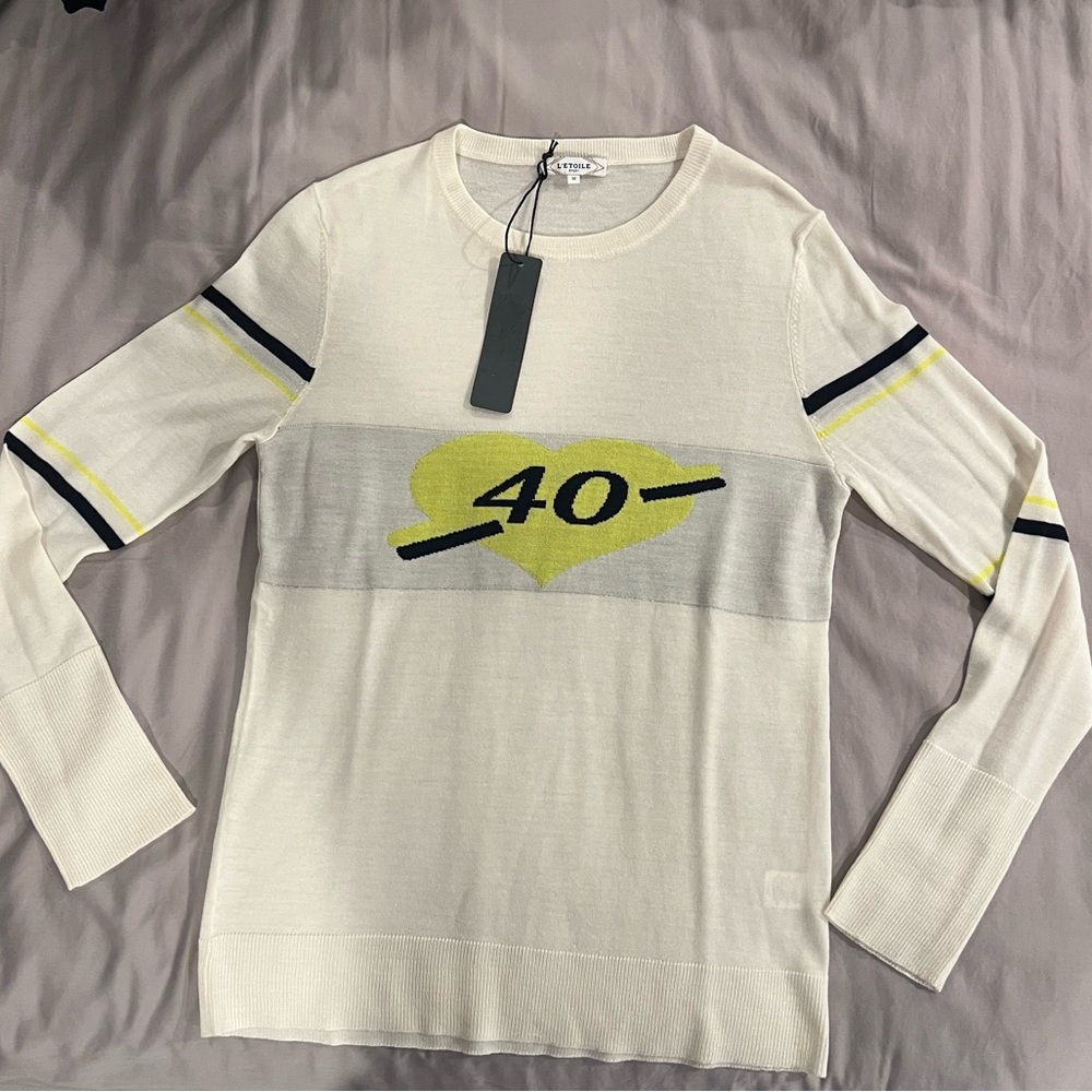 Cream Sweater with Yellow Heart Design